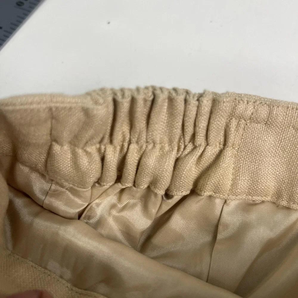 Lauren Ralph Lauren Pants Womens 14 W Beige Linen Pleated Lined Dress Pants